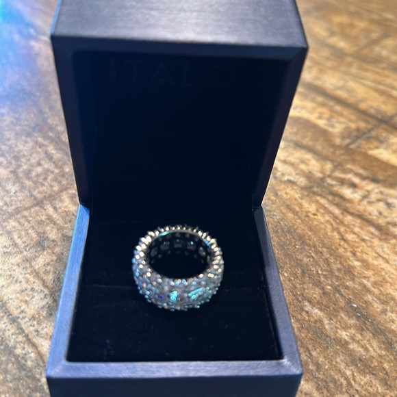 Italo Sterling silver, white sapphire triple row, eternity band size 6 1/2 NWT - Picture 2 of 4